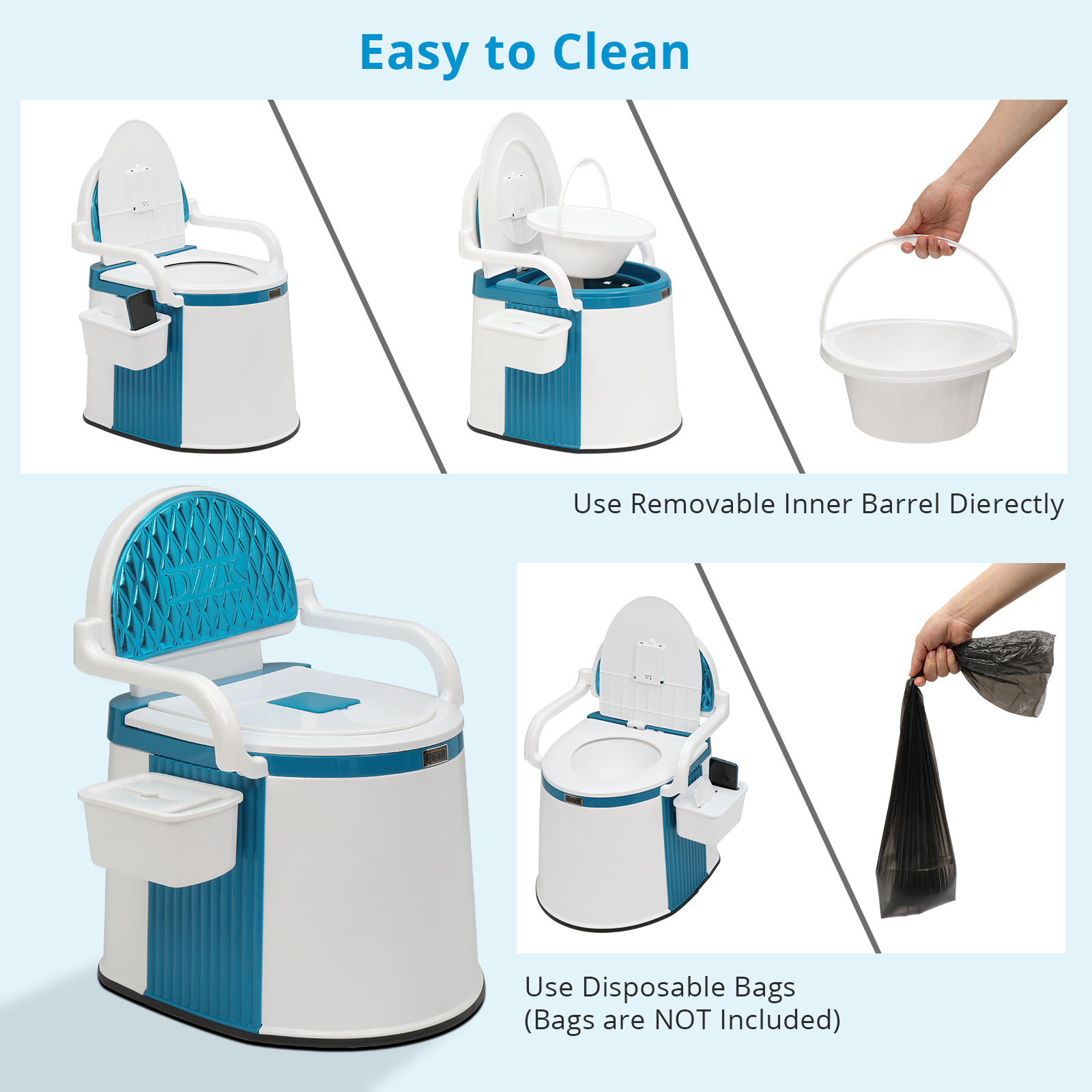 Portable Camping Toilet with Removable Inner Bucket