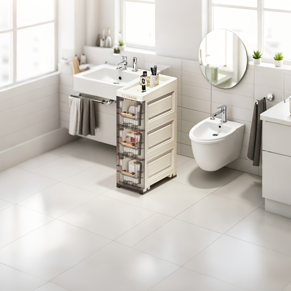 Slim Rolling Storage Cart for Bathroom and Kitchen