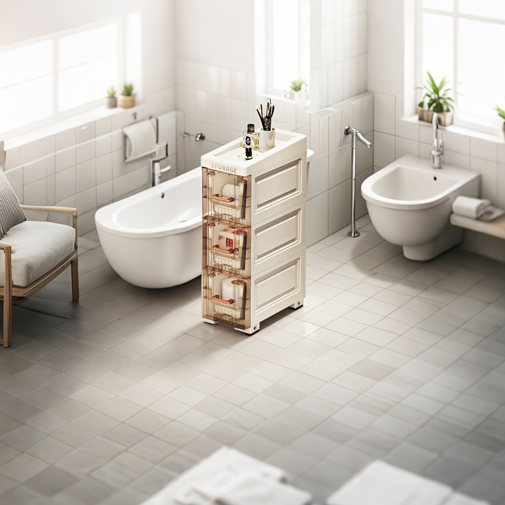 Slim Rolling Storage Cart for Bathroom and Kitchen — thumbnail 2