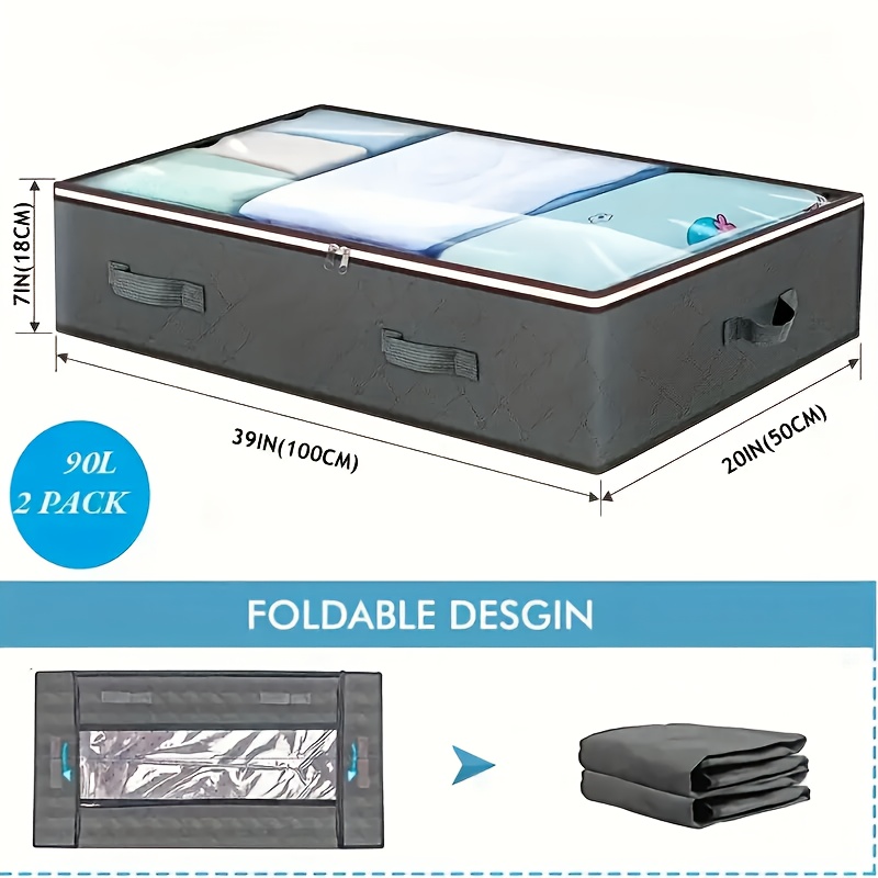 Foldable Under-Bed Storage Bag with Clear Cover