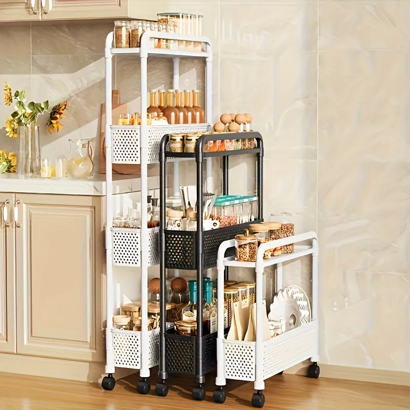 Slim Rolling Utility Cart with Side Baskets