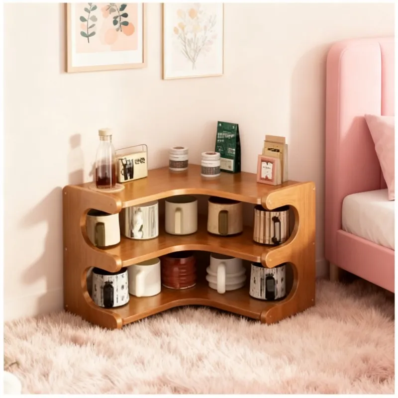 Rotating Bookshelf with Curved Open Shelves