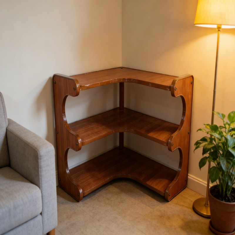 Rotating Bookshelf with Curved Open Shelves — thumbnail 6