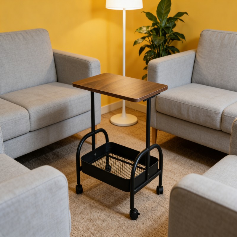 Rolling Side Table with Lower Storage Basket — thumbnail 5