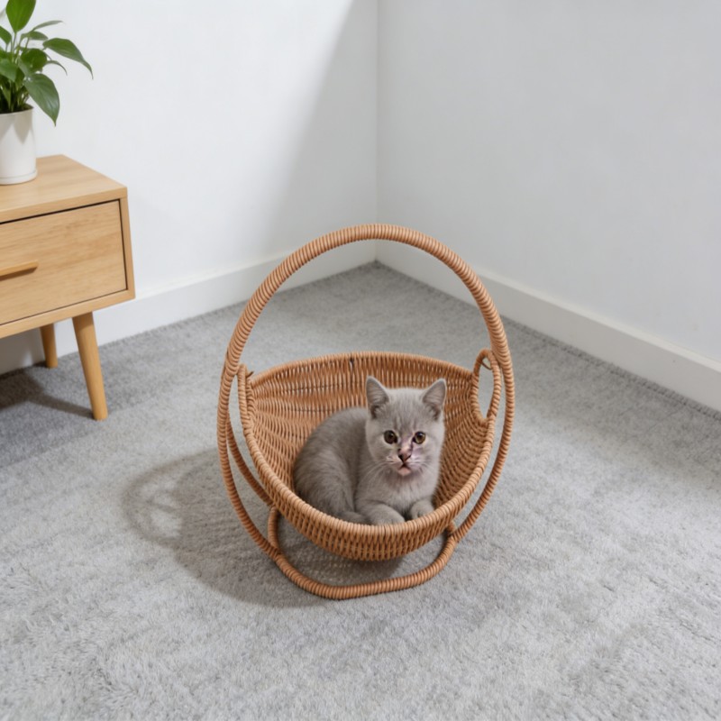 Woven Basket with Curved Carry Handle — thumbnail 5