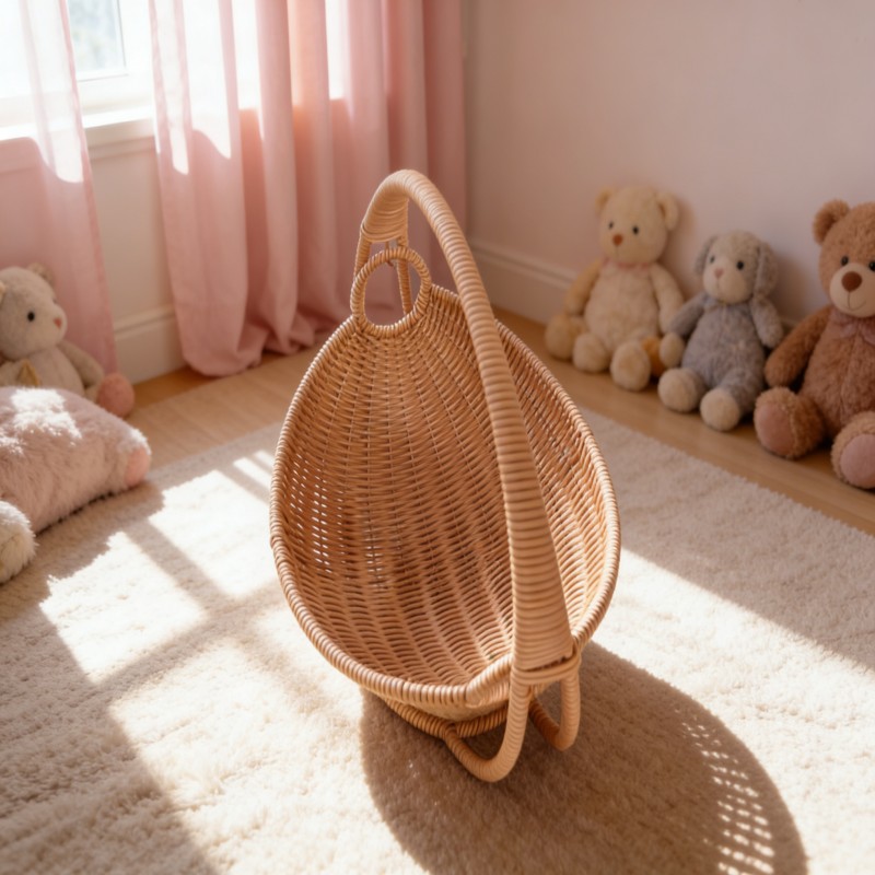 Woven Basket with Curved Carry Handle — thumbnail 9