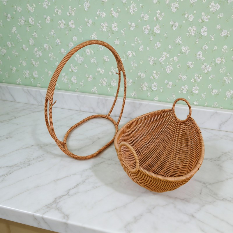 Woven Basket with Curved Carry Handle — thumbnail 8