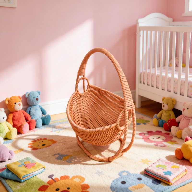 Woven Basket with Curved Carry Handle — thumbnail 6