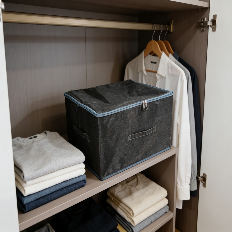 Fabric Storage Box with Clear Front Window — image 1