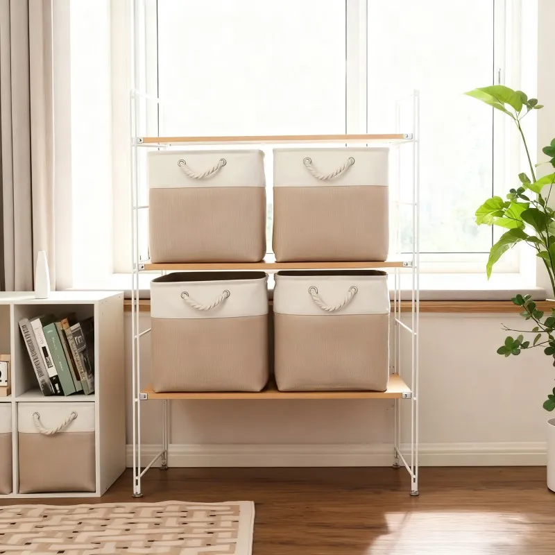 Shelf Organizer with Fabric Storage Bins