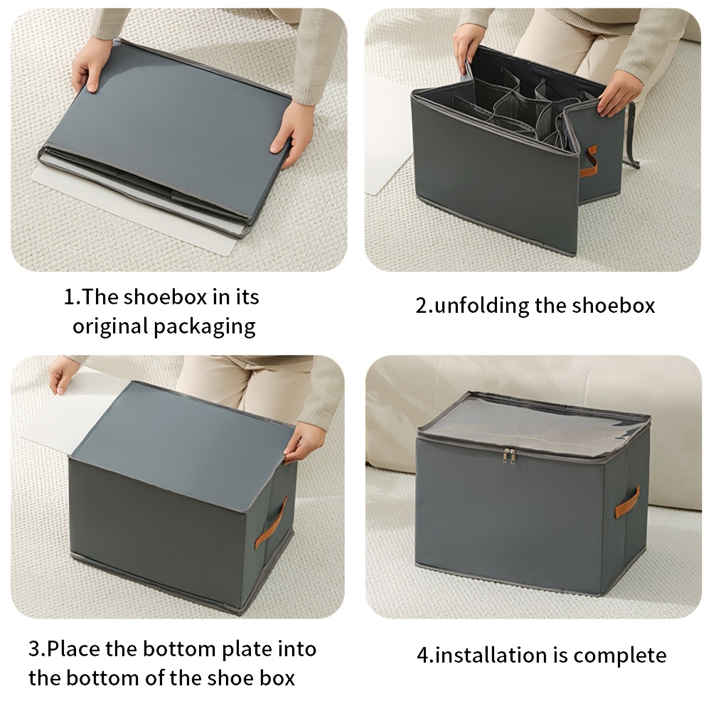 Foldable Shoe Storage Box with Lid