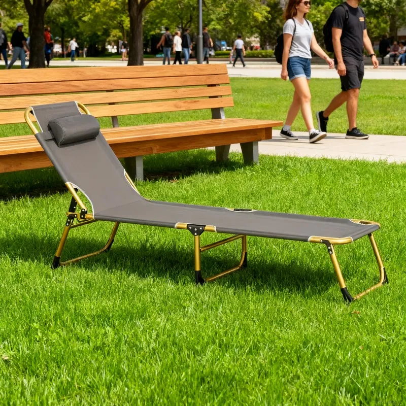 Folding Outdoor Lounge Chair with Adjustable Backrest — thumbnail 2
