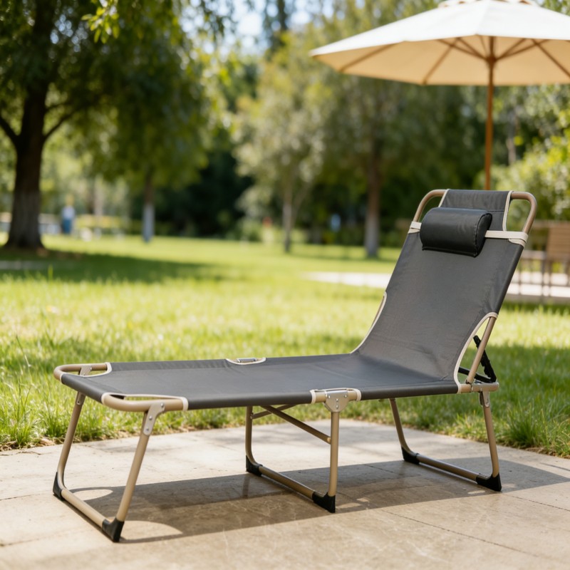 Folding Outdoor Lounge Chair with Adjustable Backrest — thumbnail 4
