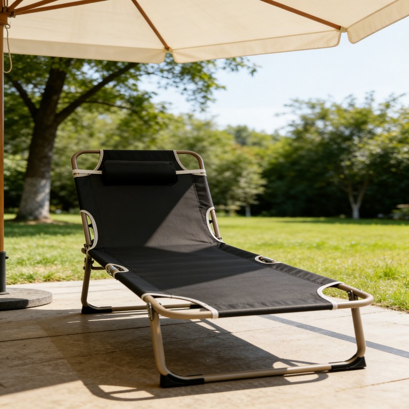 Folding Outdoor Lounge Chair with Adjustable Backrest — thumbnail 10