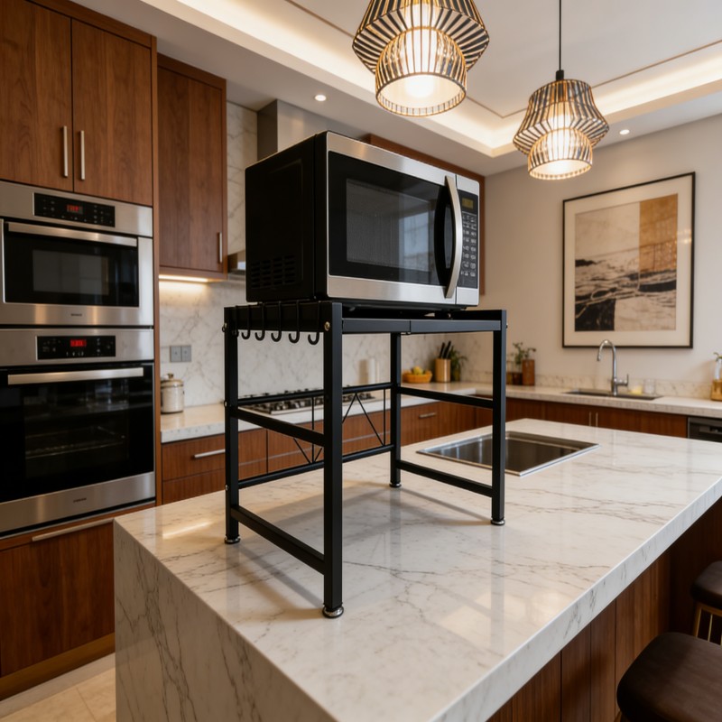 Countertop Microwave Shelf with Side Storage — thumbnail 7