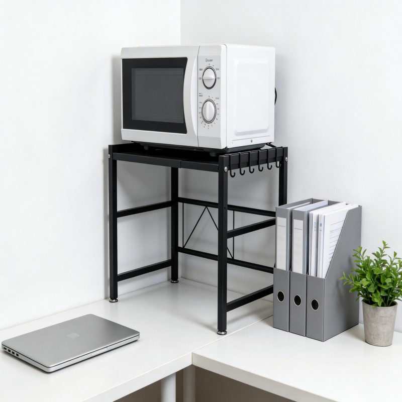 Countertop Microwave Shelf with Side Storage