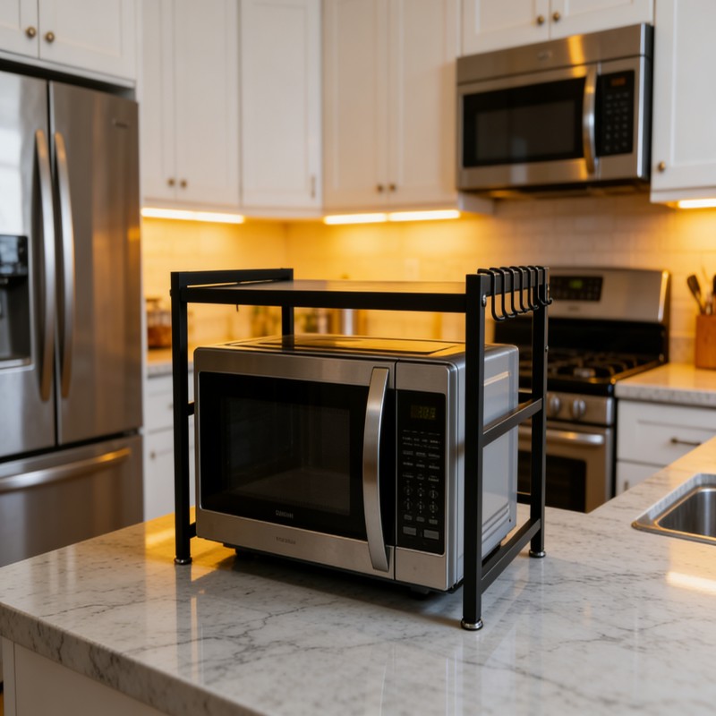 Countertop Microwave Shelf with Side Storage — thumbnail 2
