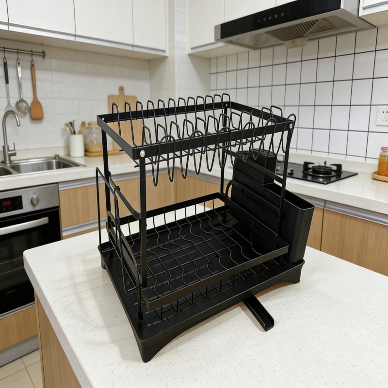 Two-Tier Dish Drying Rack with Utensil Holder — thumbnail 5