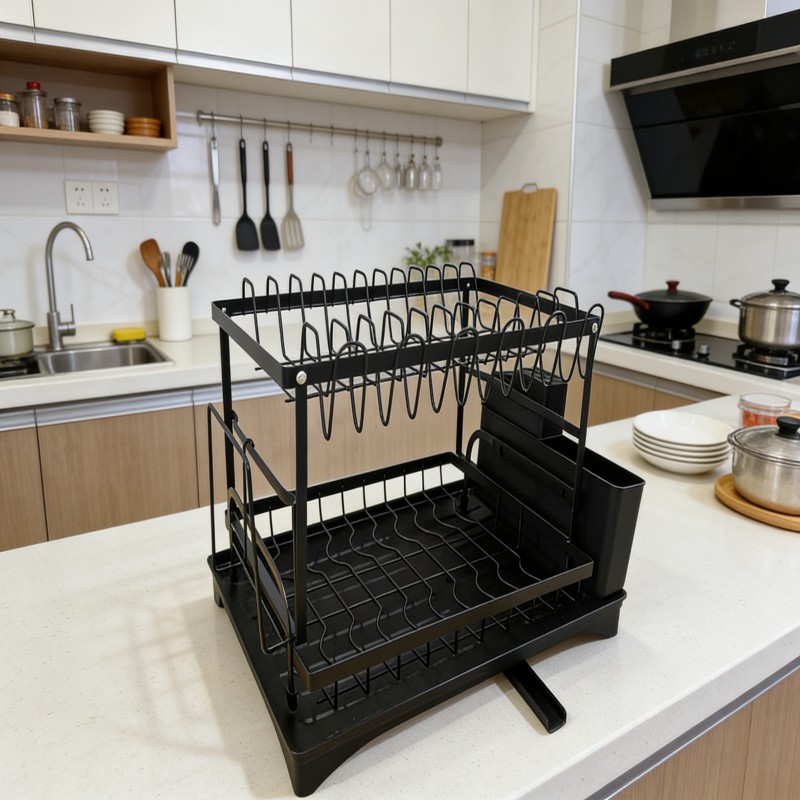 Two-Tier Dish Drying Rack with Utensil Holder — thumbnail 6