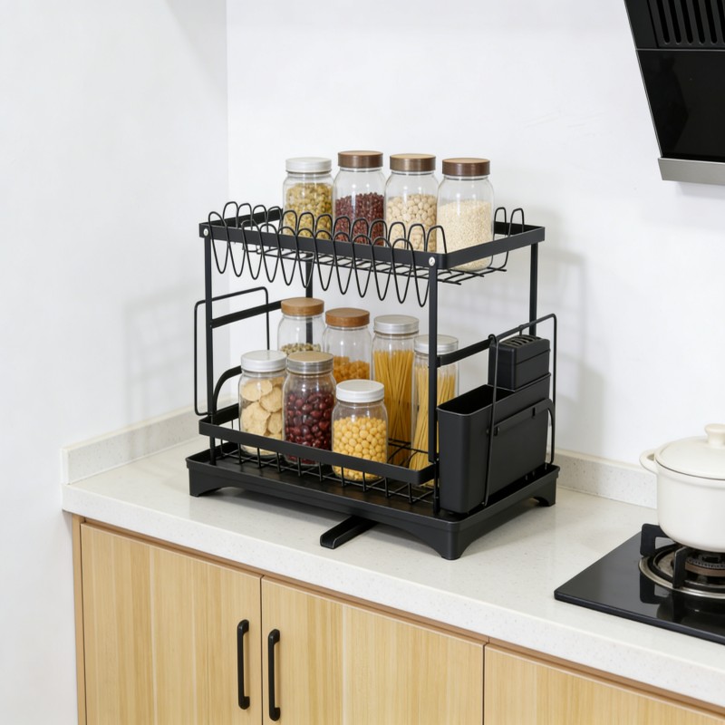 Two-Tier Dish Drying Rack with Utensil Holder — thumbnail 4