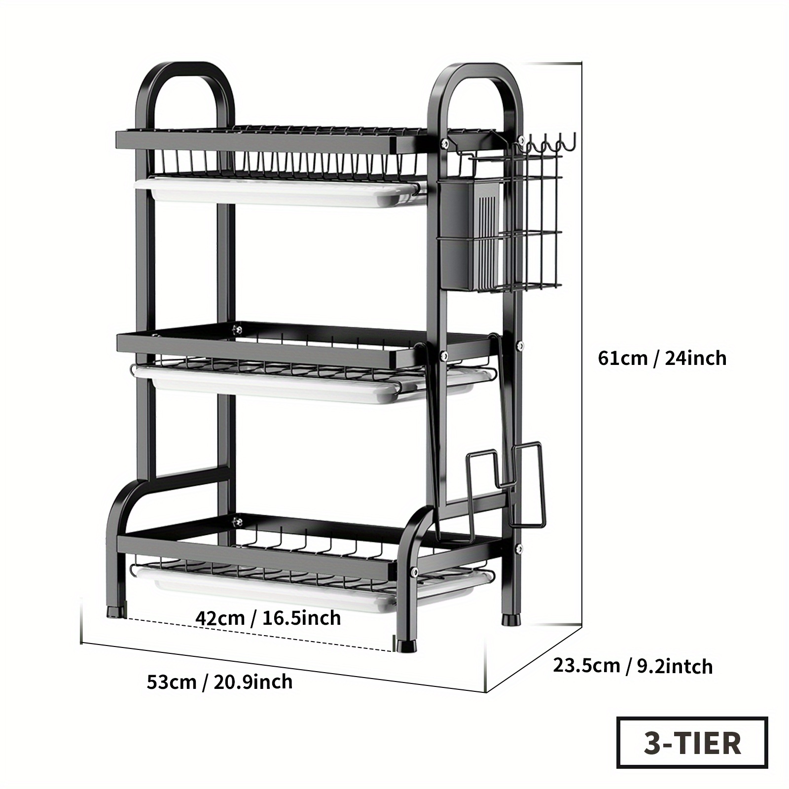 Multi-Tier Dish Drying Rack with Drain Tray — thumbnail 9