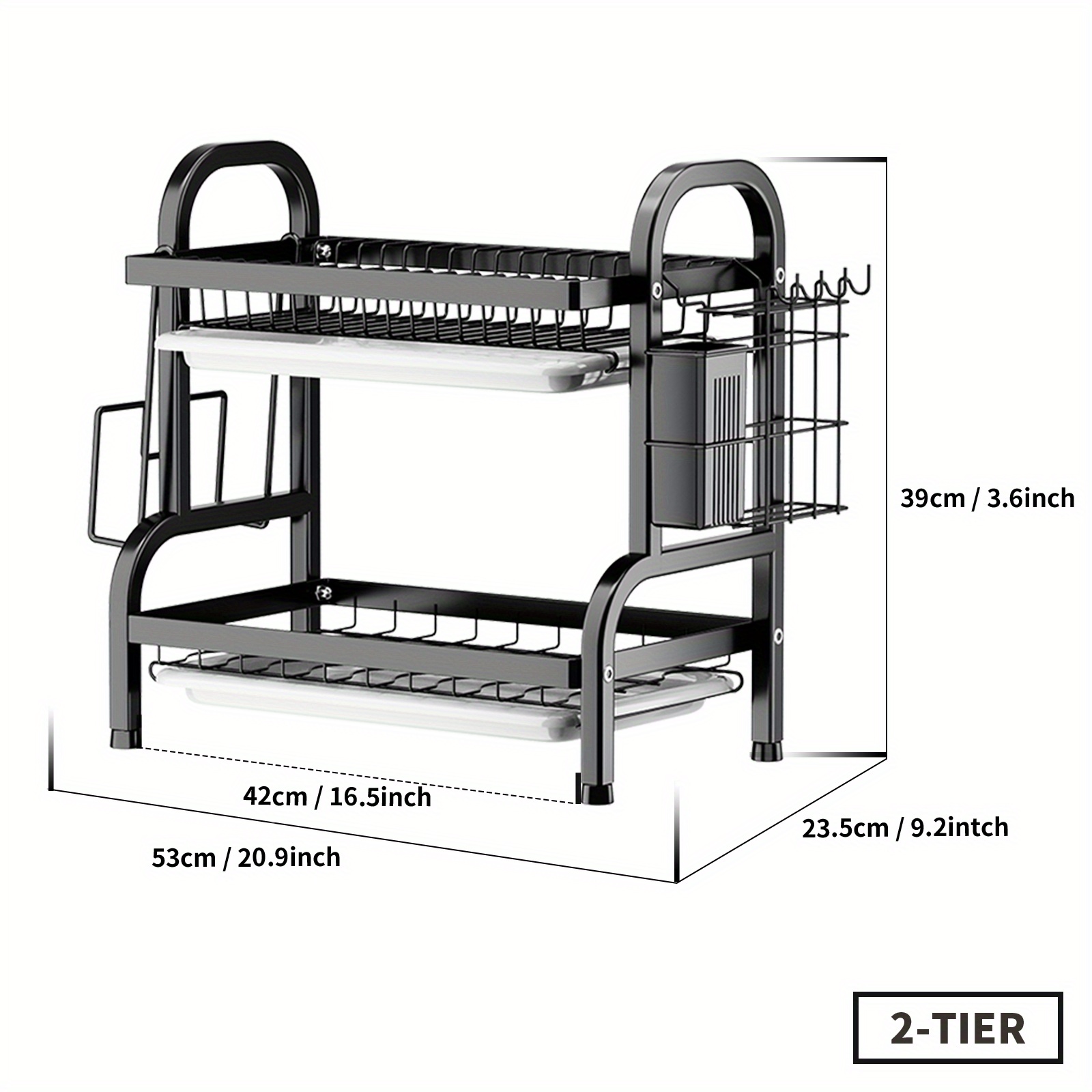 Multi-Tier Dish Drying Rack with Drain Tray — thumbnail 10