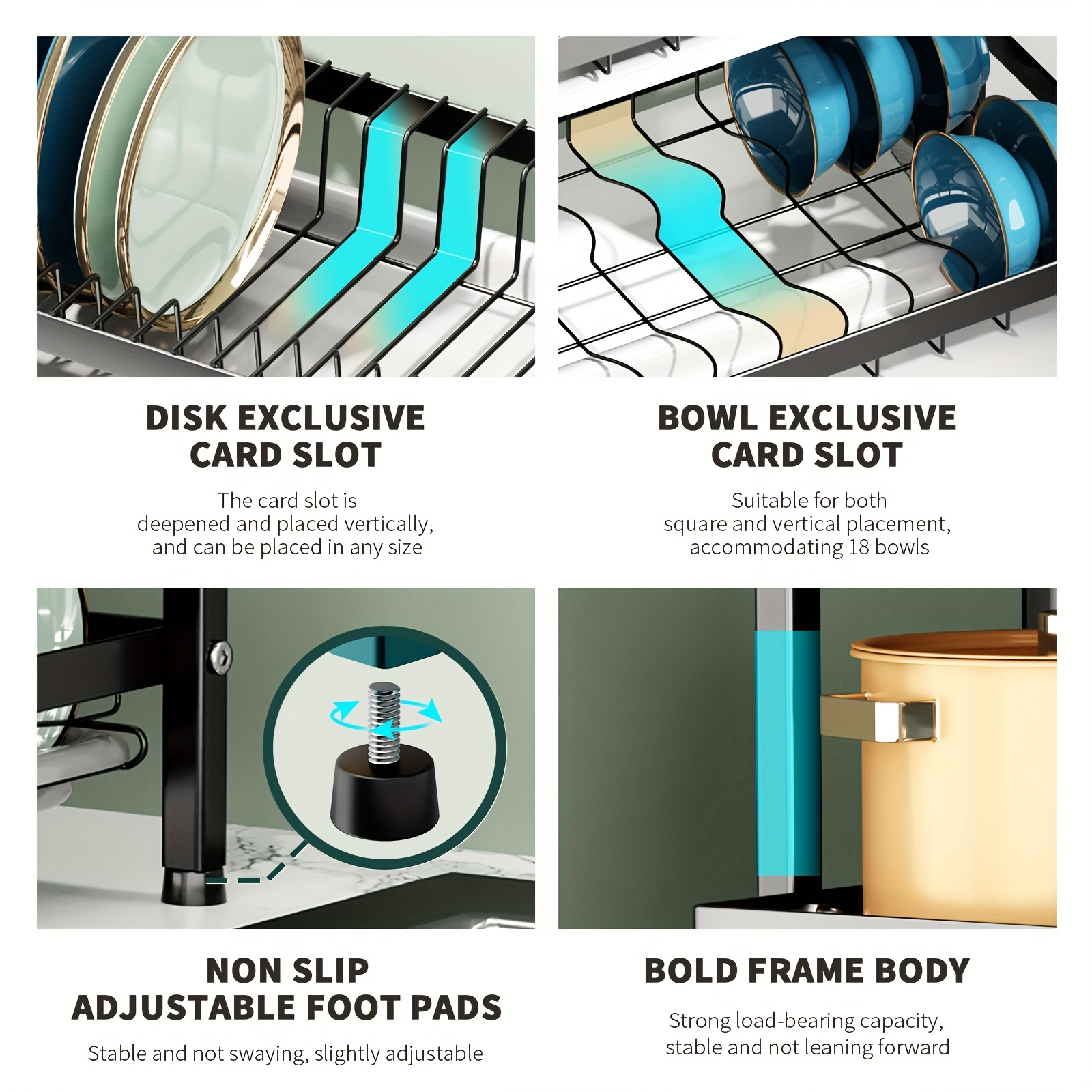 Multi-Tier Dish Drying Rack with Drain Tray — thumbnail 2