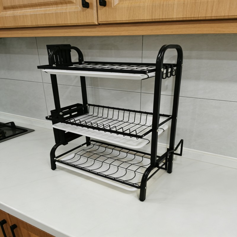 Multi-Tier Dish Drying Rack with Drain Tray — thumbnail 7
