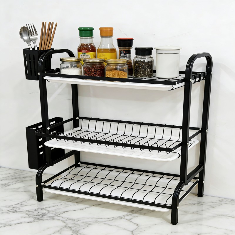 Multi-Tier Dish Drying Rack with Drain Tray — thumbnail 4