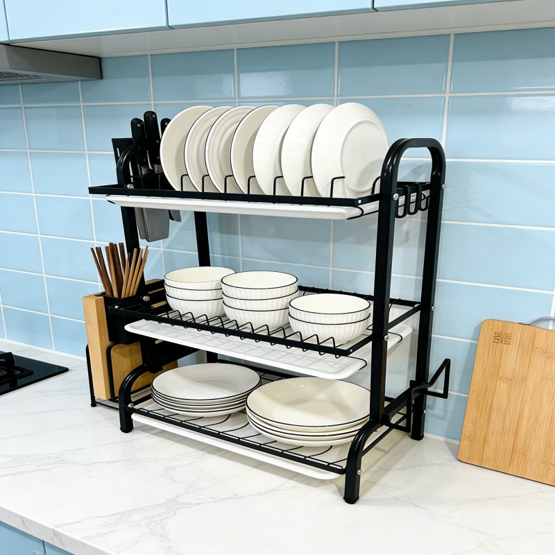 Multi-Tier Dish Drying Rack with Drain Tray — thumbnail 5