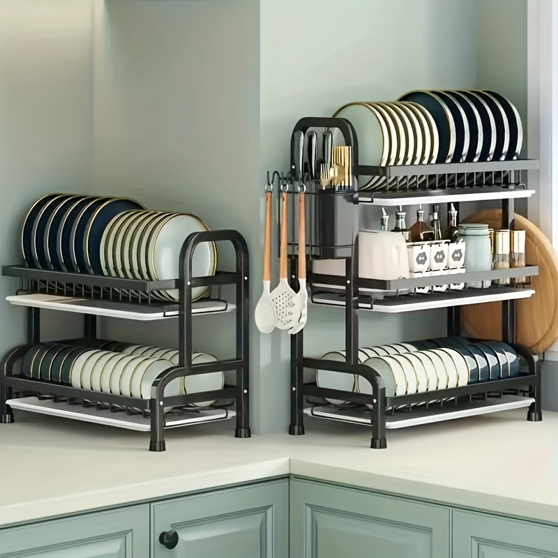 Multi-Tier Dish Drying Rack with Drain Tray — thumbnail 3
