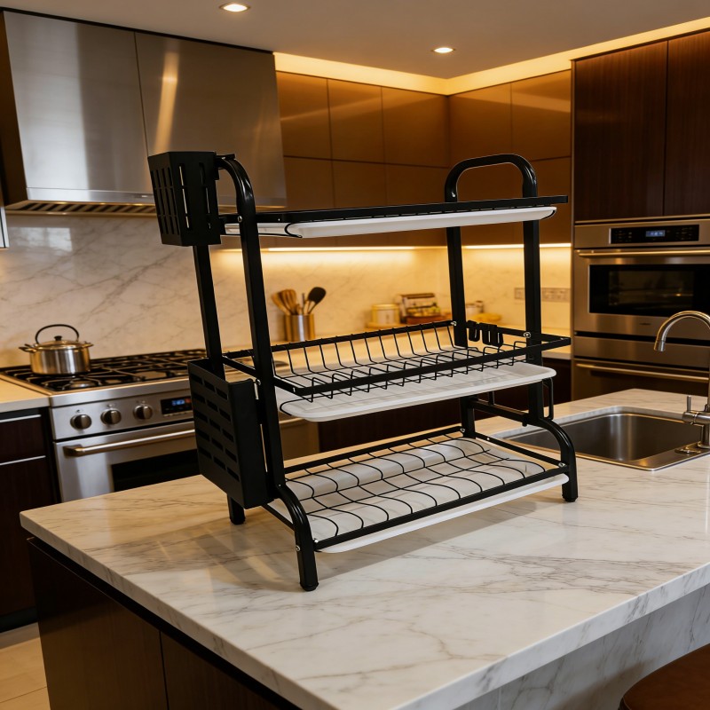 Multi-Tier Dish Drying Rack with Drain Tray — thumbnail 6