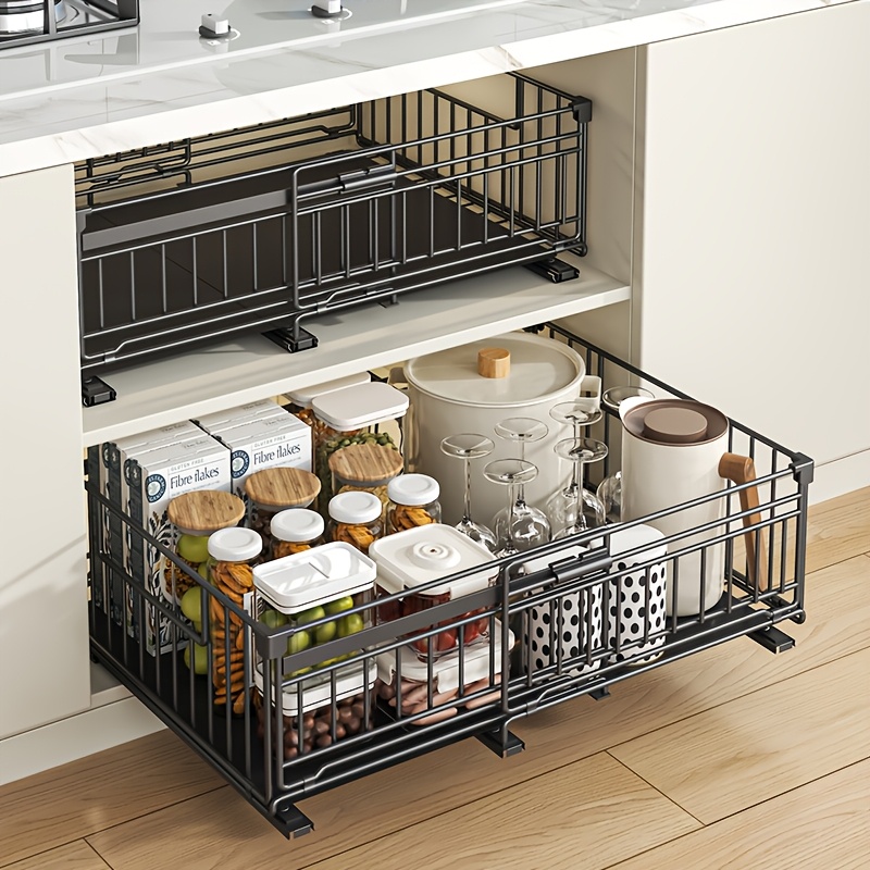 Pull-Out Cabinet Storage Basket Organizer