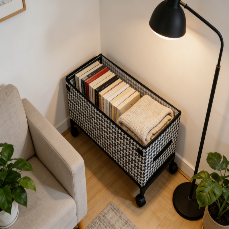 Woven-Style Rolling Storage Bench with Lid — thumbnail 8