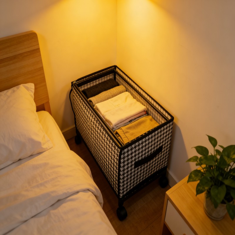 Woven-Style Rolling Storage Bench with Lid — thumbnail 9