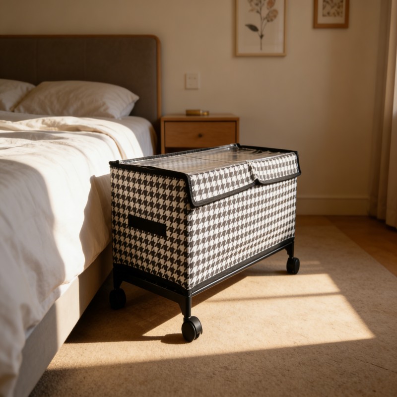 Woven-Style Rolling Storage Bench with Lid — thumbnail 7