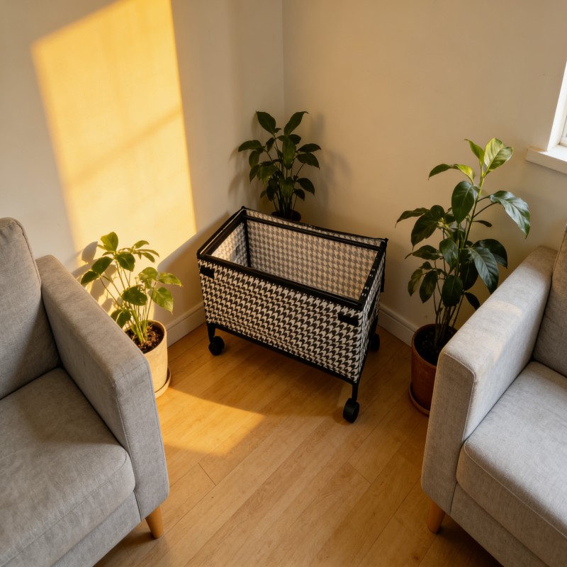 Woven-Style Rolling Storage Bench with Lid — thumbnail 5