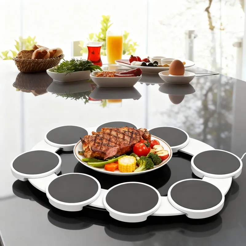 Rotating Round Serving Tray with Removable Bowls