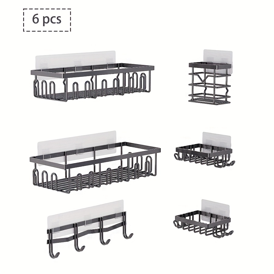 Wall-Mounted Bathroom Basket and Hook Set — thumbnail 3
