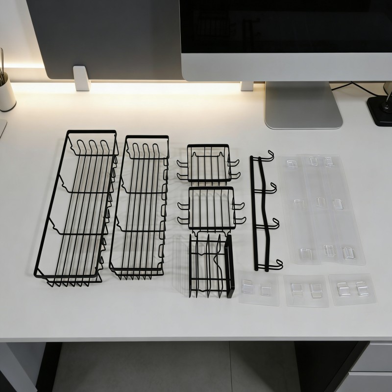 Wall-Mounted Bathroom Basket and Hook Set — thumbnail 4