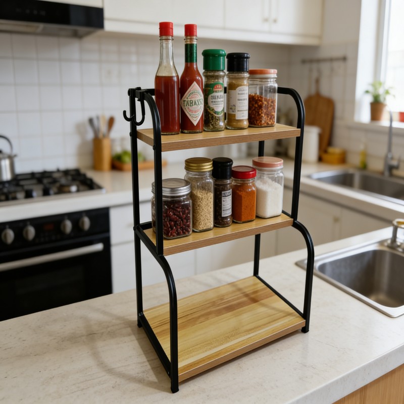 Slim Countertop Shelf with Open Storage — thumbnail 6