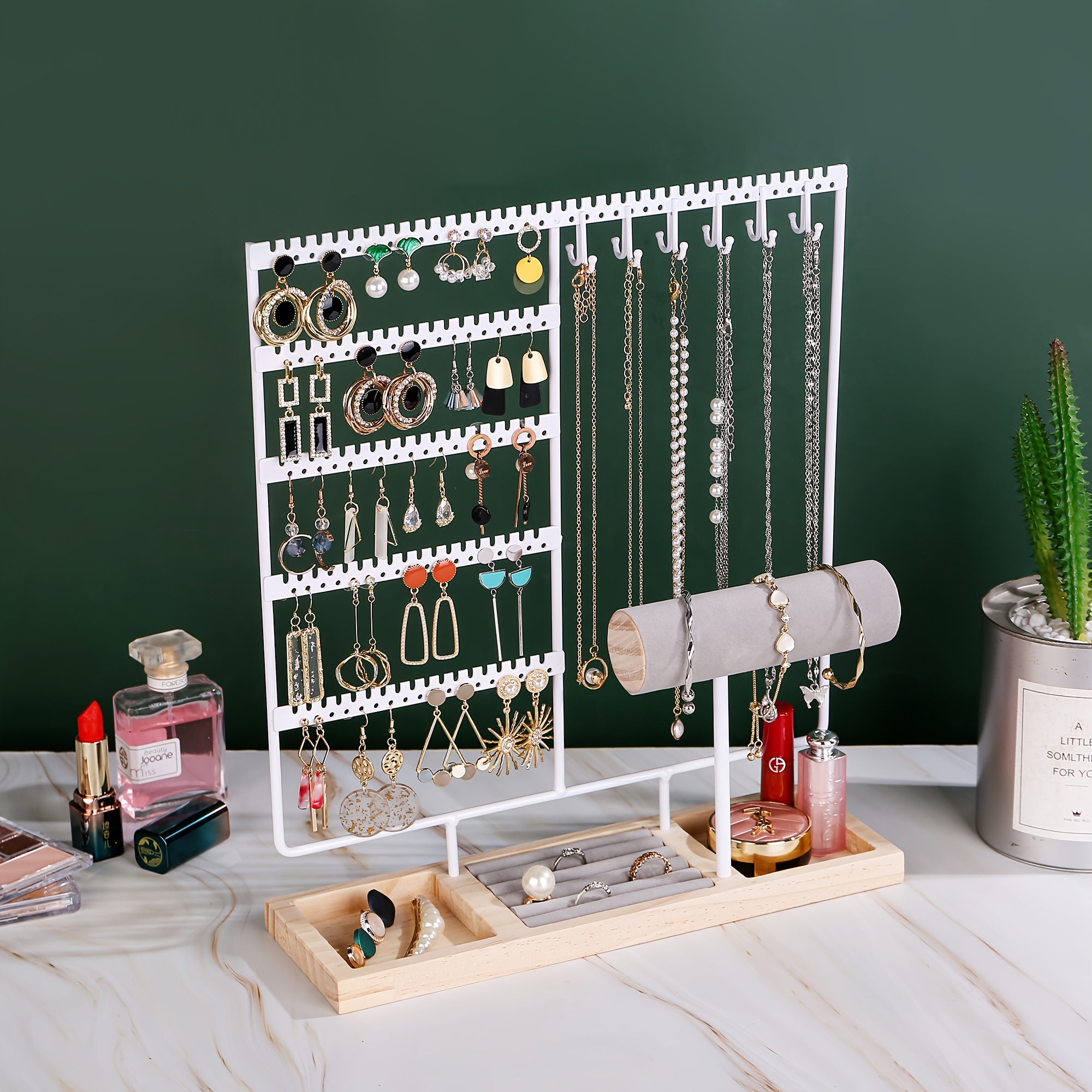 Jewelry Display Stand with Earring and Necklace Storage