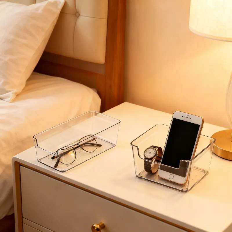 Bedside Organizer Tray for Phone and Glasses