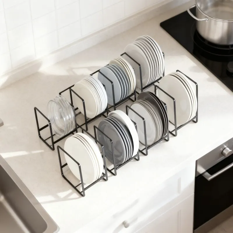 Cabinet Dish Storage Rack with Dividers — thumbnail 3