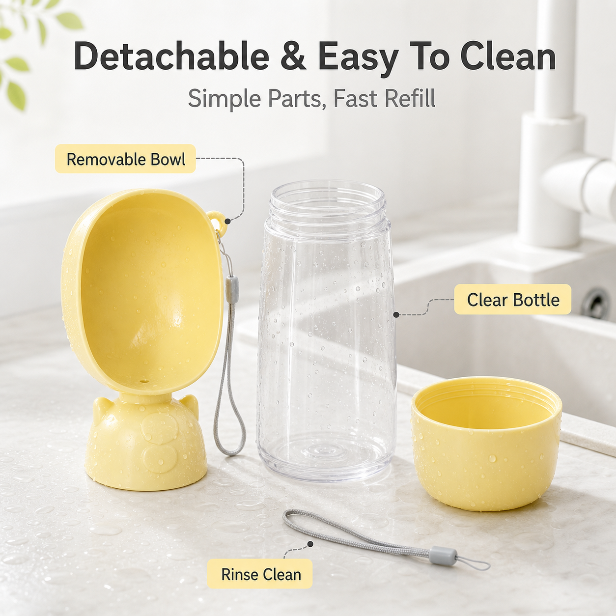 Portable Pet Water Bottle with Detachable Bowl — thumbnail 3