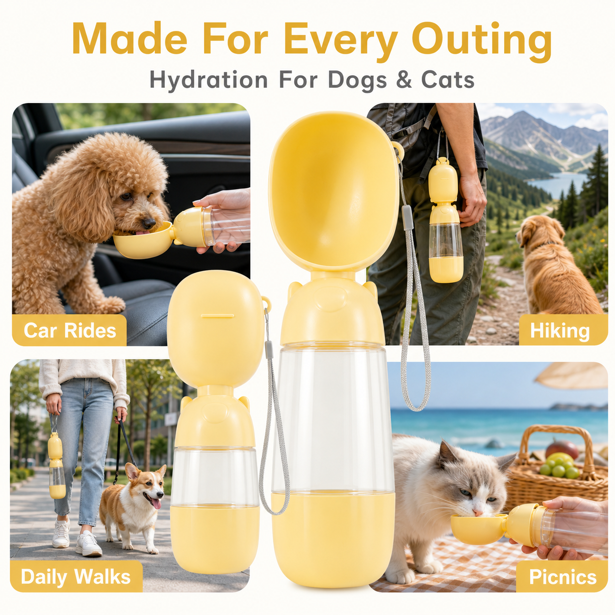 Portable Pet Water Bottle with Detachable Bowl — thumbnail 2