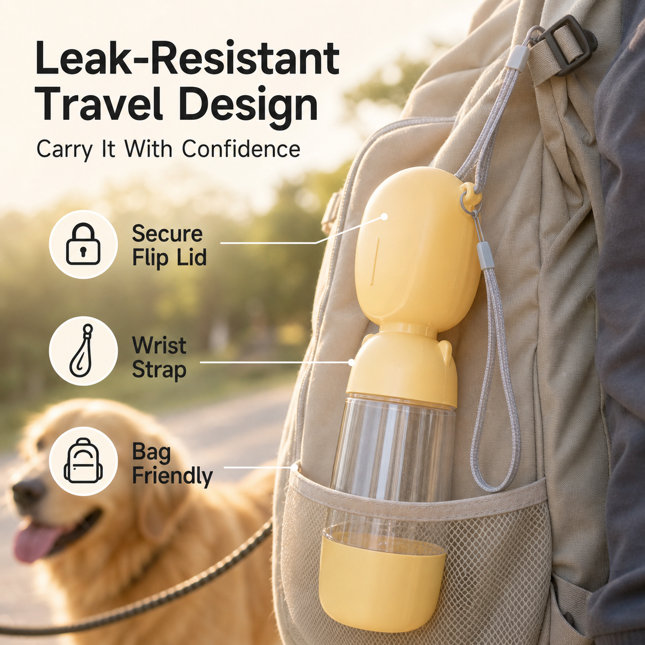Portable Pet Water Bottle with Detachable Bowl — thumbnail 4
