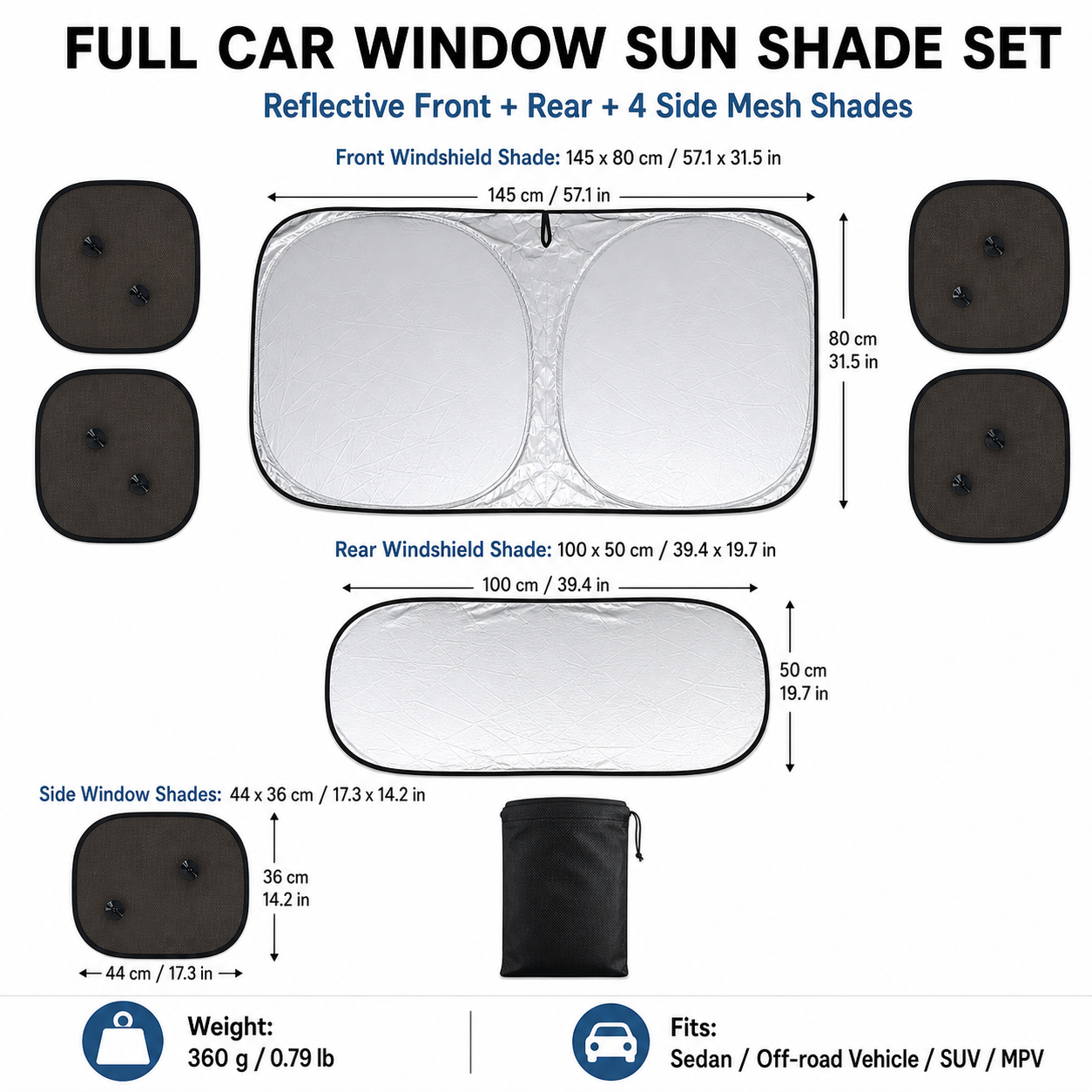 6-Piece Foldable Reflective Car Sunshade Set — thumbnail 8