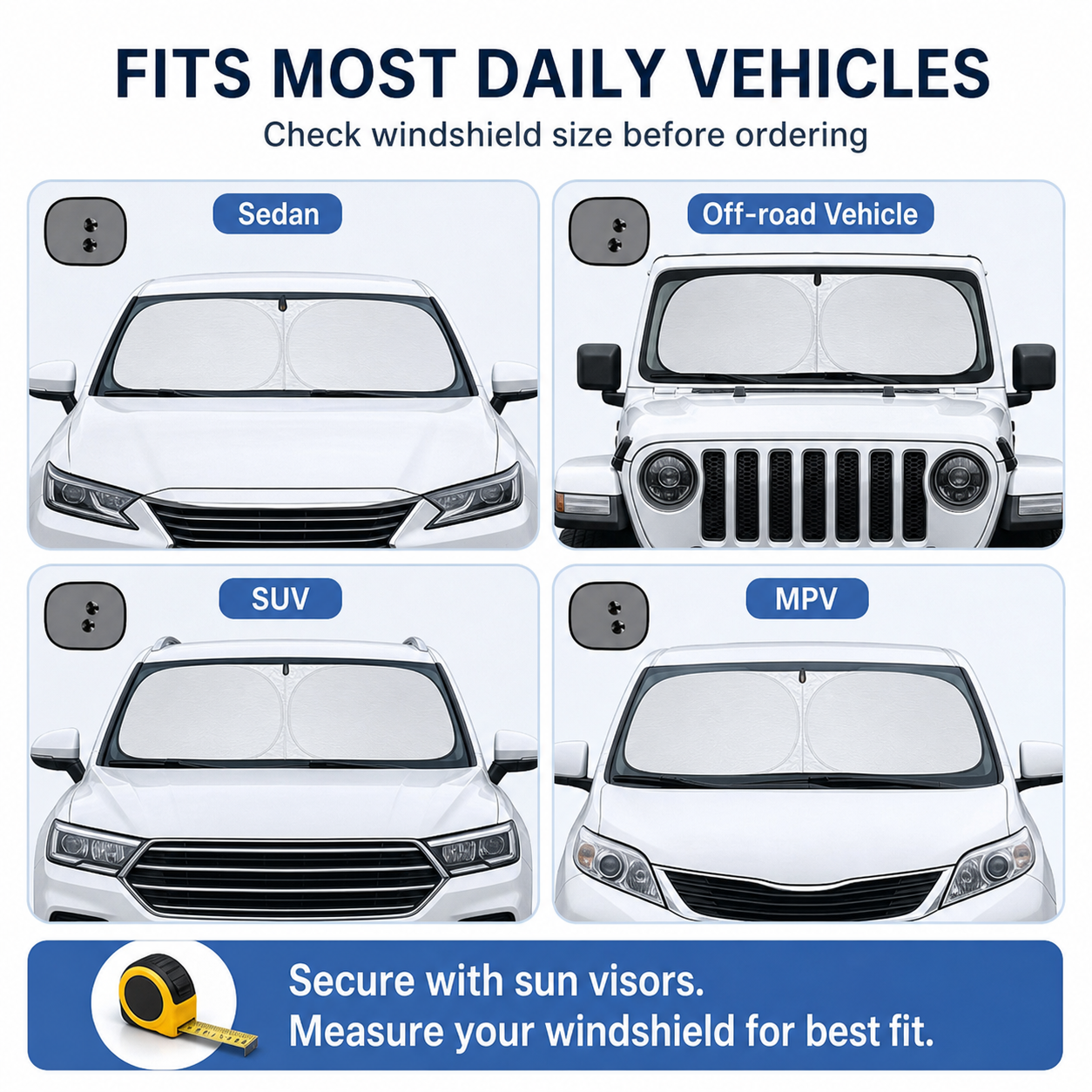 6-Piece Foldable Reflective Car Sunshade Set — thumbnail 3