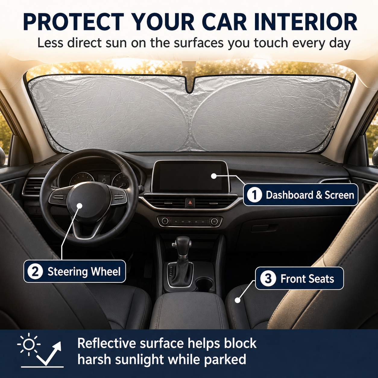 6-Piece Foldable Reflective Car Sunshade Set — thumbnail 5